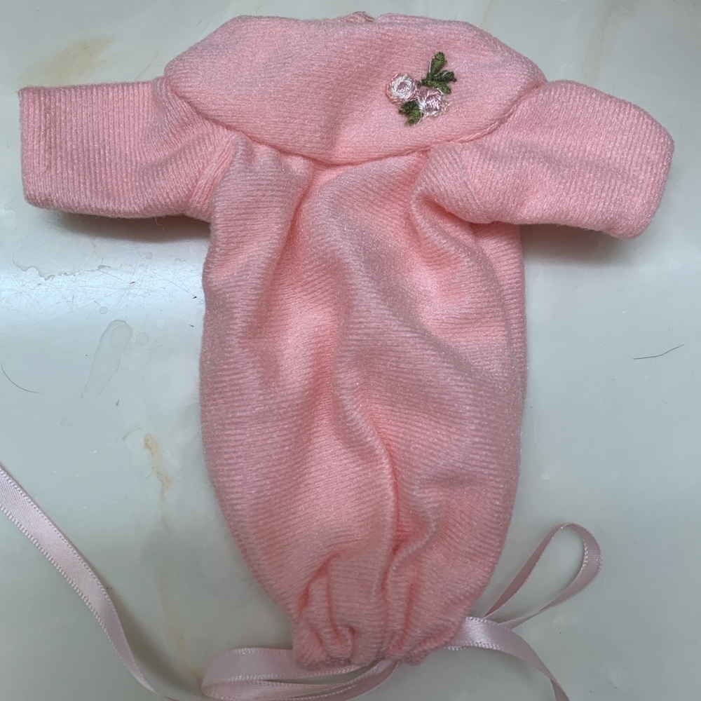 Vintage Pink Baby Doll Sleepsack with Floral Embroidery
